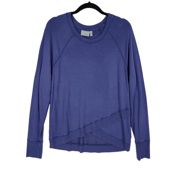 Athleta Criss Cross Sweatshirt Lightweight Cozy Layer Sweatshirt Marl Grey Blue - Picture 9 of 10